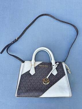 Michael Kors Signature Logo Colorblock Satchel Crossbody Bag
